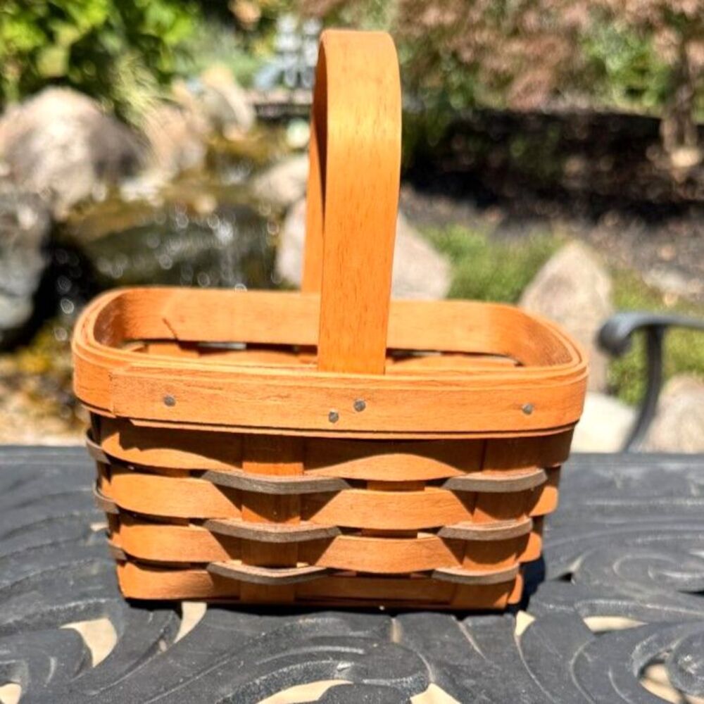Vintage Longaberger 1991 All American Miniature Teenie Basket Single Handle Blue
